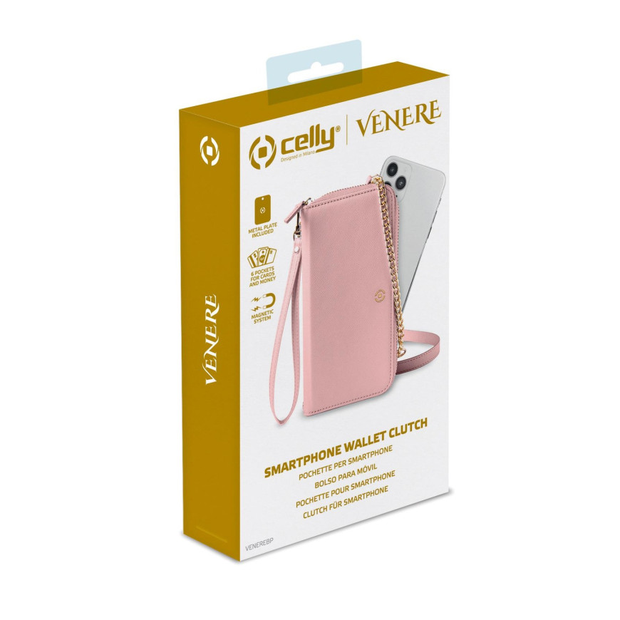 Etui Portefeuille Celly VENERE Etui Portefeuille Universel Rose (VENEREBP)