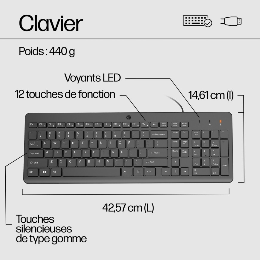 Souris Hp et clavier 100 filaires (240J7AA)