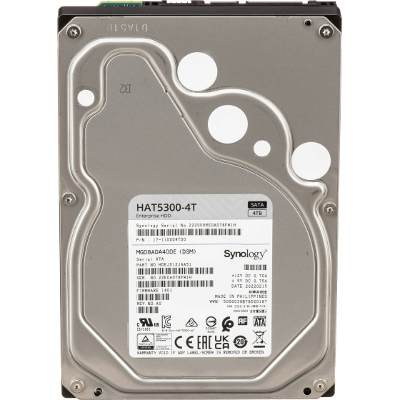 Disque dur interne Synology HAT5300 SATA 3,5" Série Enterprise HDD 4 To pour NAS (HAT5300-4T)
