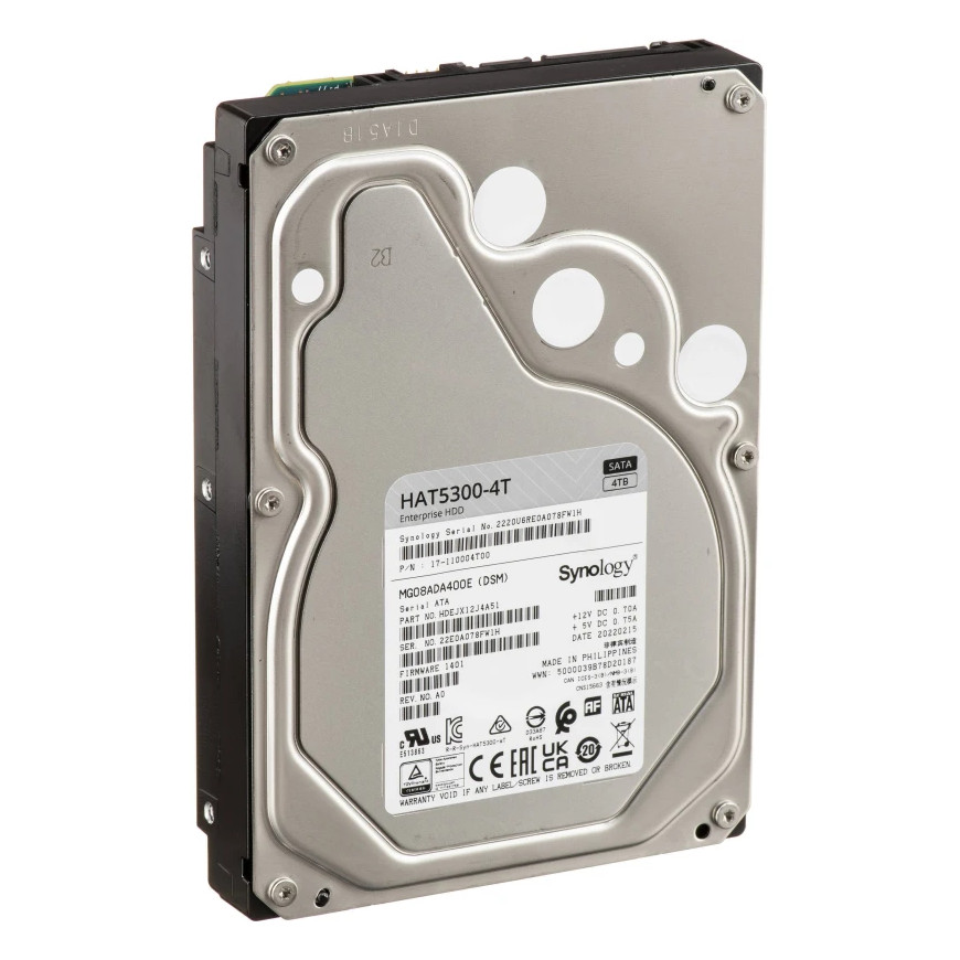 Disque dur interne Synology HAT5300 SATA 3,5" Série Enterprise HDD 4 To pour NAS (HAT5300-4T)