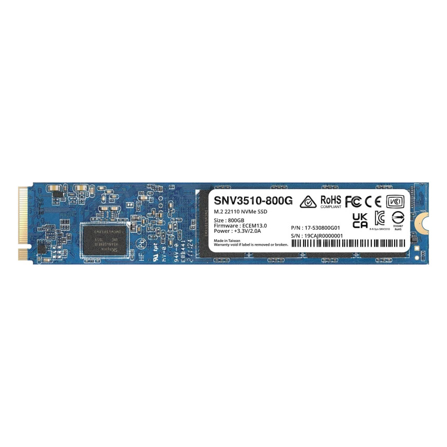 Disque Dur interne SSD Synology SNV3510 NVMe M.2 22110 Série Enterprise 800 Go pour NAS (SNV3510-800G)