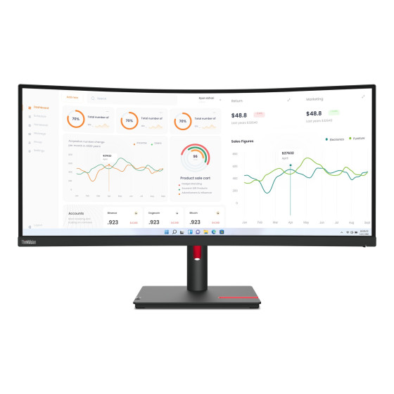Ecran Lenovo 63D4GAT1EU ThinkVision T34w-30 LED Display 86,4 Cm (34') 3440 X 1440 Pixels Wide Quad HD Noir