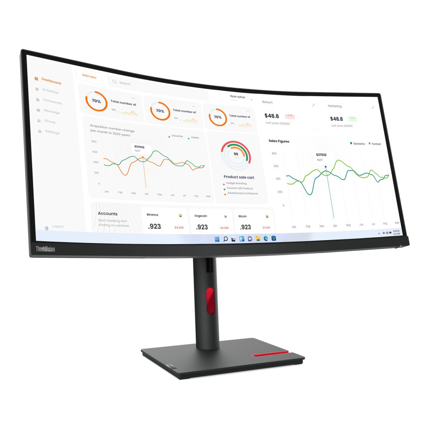 Ecran Lenovo 63D4GAT1EU ThinkVision T34w-30 LED Display 86,4 Cm (34') 3440 X 1440 Pixels Wide Quad HD Noir