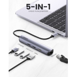 Adaptateur Ugreen 10919 Hub USB-C 5 en 1 Supporte PD Power Delivery 100W Recharge