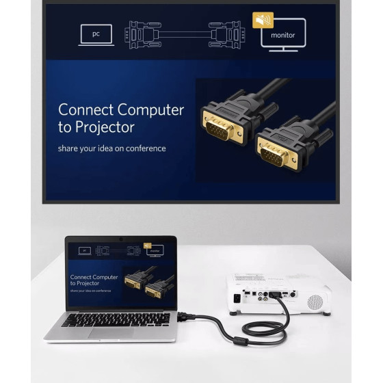 Câble Ugreen VGA Mâle vers Mâle - 3 mètres (11631)