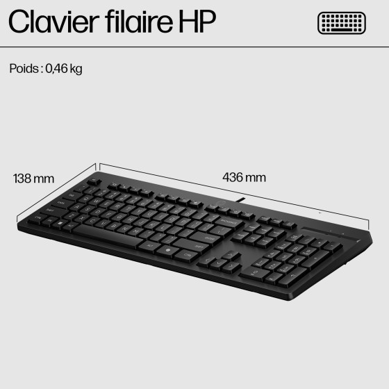 Clavier filaire HP 125 AZERTY (266C9AA)
