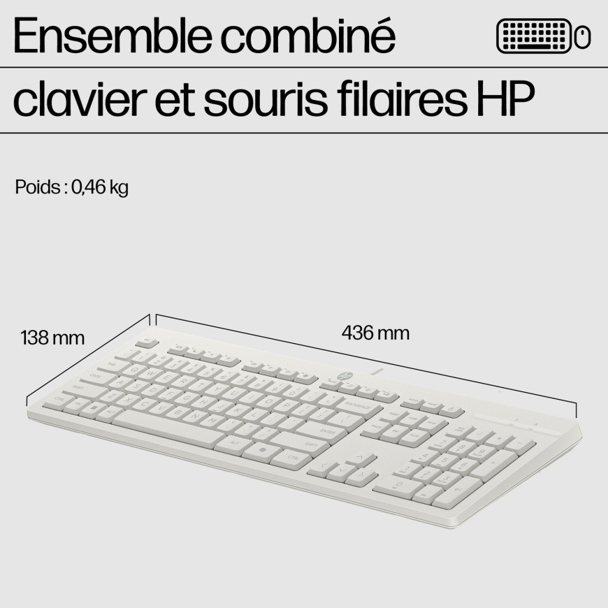 Pack clavier souris filaires HP 225 AZERTY (286J4AA)