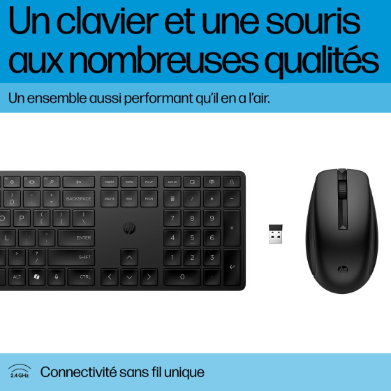 Clavier et souris sans fil HP 655 Wireless AZERTY (4R009AA)