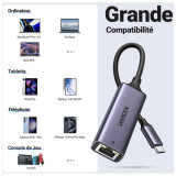 UGREEN Adap Aluminium USB-C to RJ45 GRIS (50737)