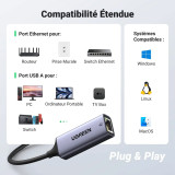 Ugreen Adap Aliminium USB 3.0 to RJ45 GRIS