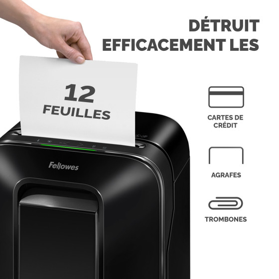 Destructeur Fellowes Powershred® LX200 — Sécurité P-4 · 22 L · 12 feuilles/passage
