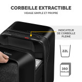 Destructeur Fellowes Powershred® LX200 — Sécurité P-4 · 22 L · 12 feuilles/passage