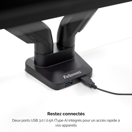 Bras porte-écrans double Horizontal Fellowes Platinum Series - Noir (8042501)