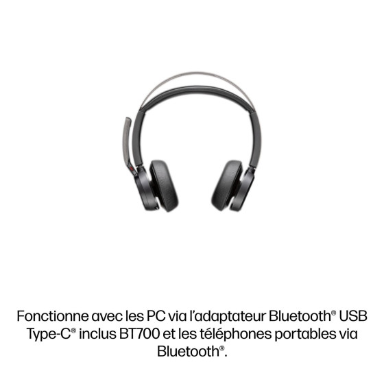 Poly Voyager Focus 2 MSTeams Certified USB-C-C Headset +USB-C/A Adapter +Charging Stand (9T9J6AA-AC3)