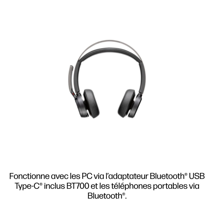 Poly Voyager Focus 2 MSTeams Certified USB-C-C Headset +USB-C/A Adapter +Charging Stand (9T9J6AA-AC3)