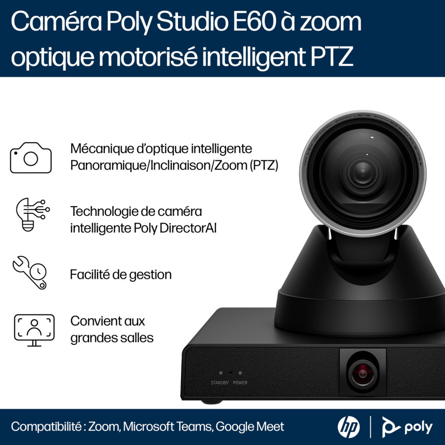 Camera Poly Studio E60 Smart 4K MPTZ with 12x Optical Zoom (9W1A6AA-AC3)