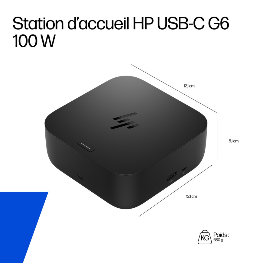 Station d’accueil HP USB-C 100W G6 - Docking Station universel Multiport (9X3V1UT)