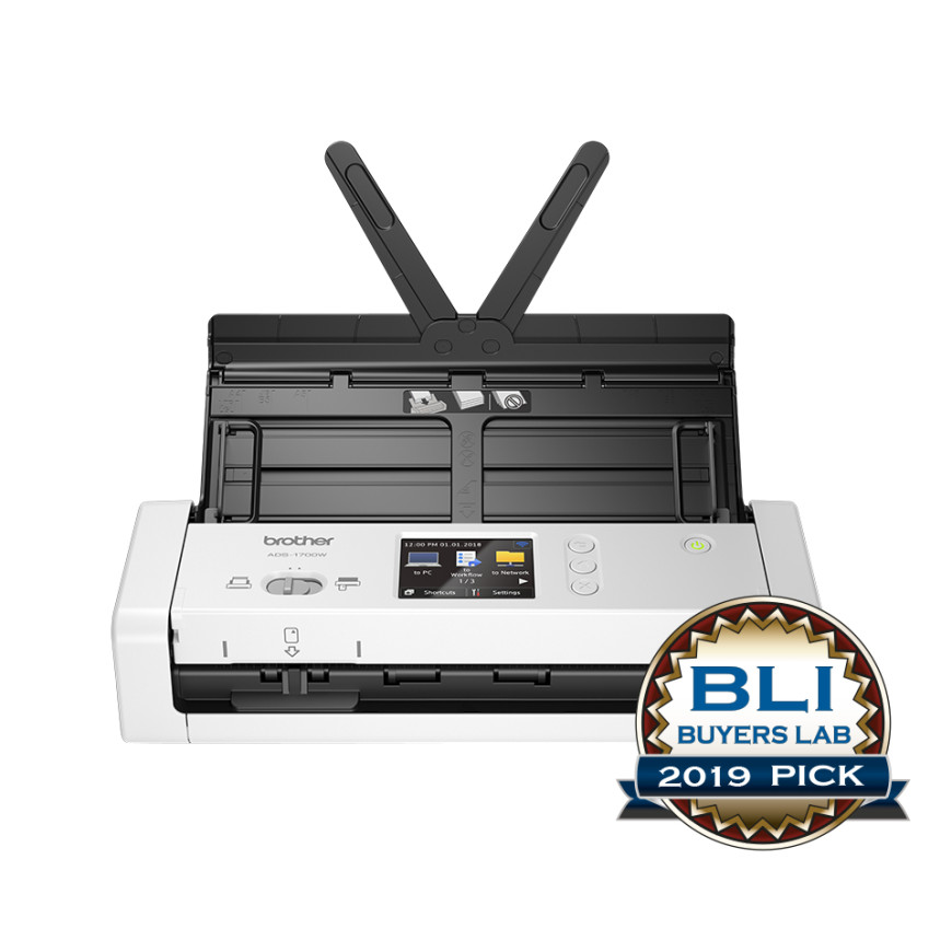 Scanner de documents compact, recto-verso, 25 pm/50 ipm, chargeur ADF 20 f., réseau, Wi-Fi, Wi-Fi Direct (ADS-1700W)
