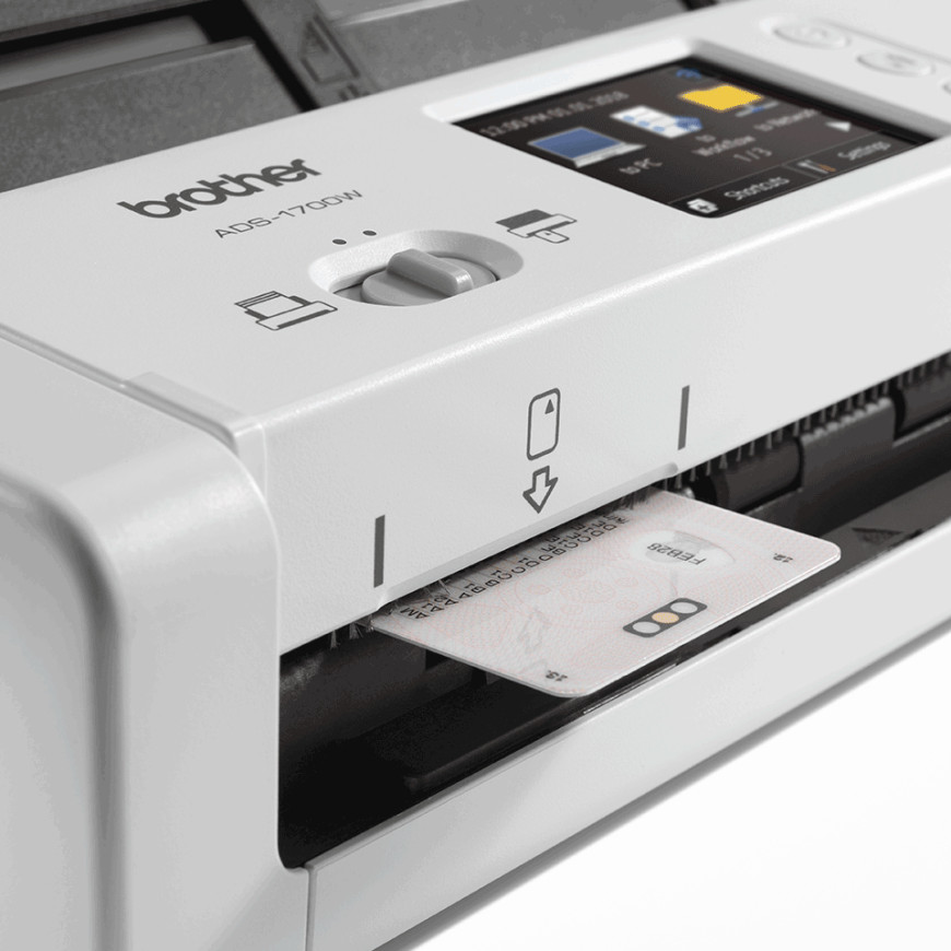 Scanner de documents compact, recto-verso, 25 pm/50 ipm, chargeur ADF 20 f., réseau, Wi-Fi, Wi-Fi Direct (ADS-1700W)