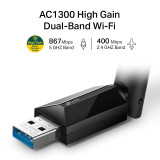 TP-LINK Adaptateur WiFi bi- bande AC1300 USB Gain Elevé (Archer T3U Plus)
