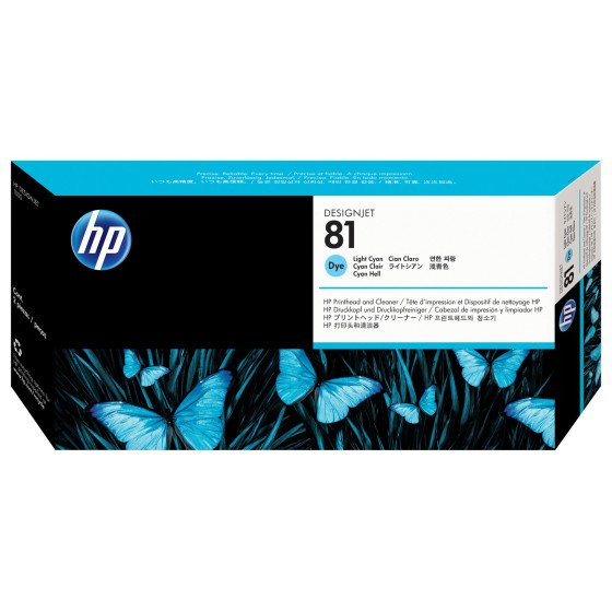 HP 81 Light Cyan DesignJet Dye Printhead and Printhead Cleaner (C4954A)