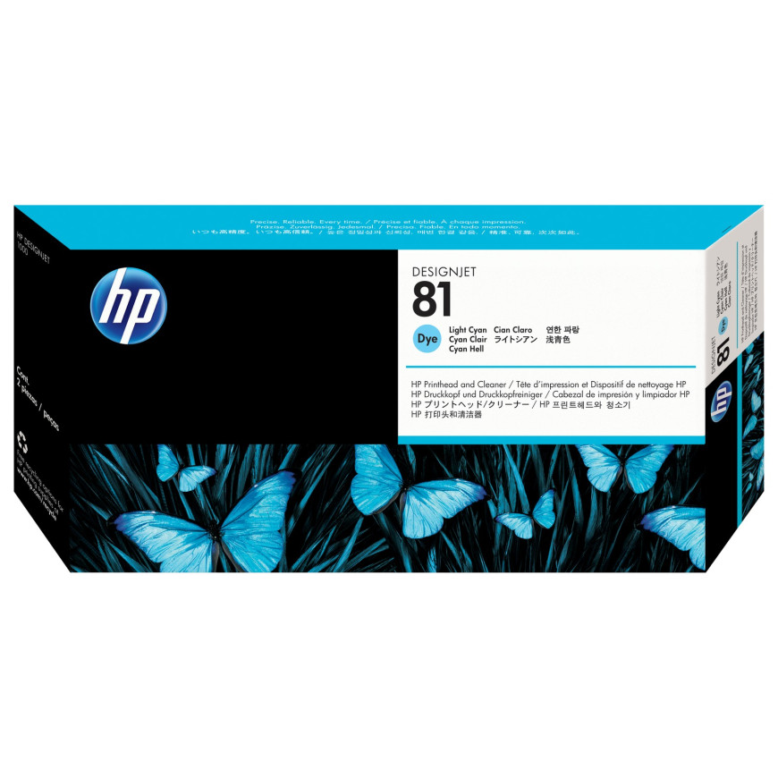 HP 81 Light Cyan DesignJet Dye Printhead and Printhead Cleaner (C4954A)