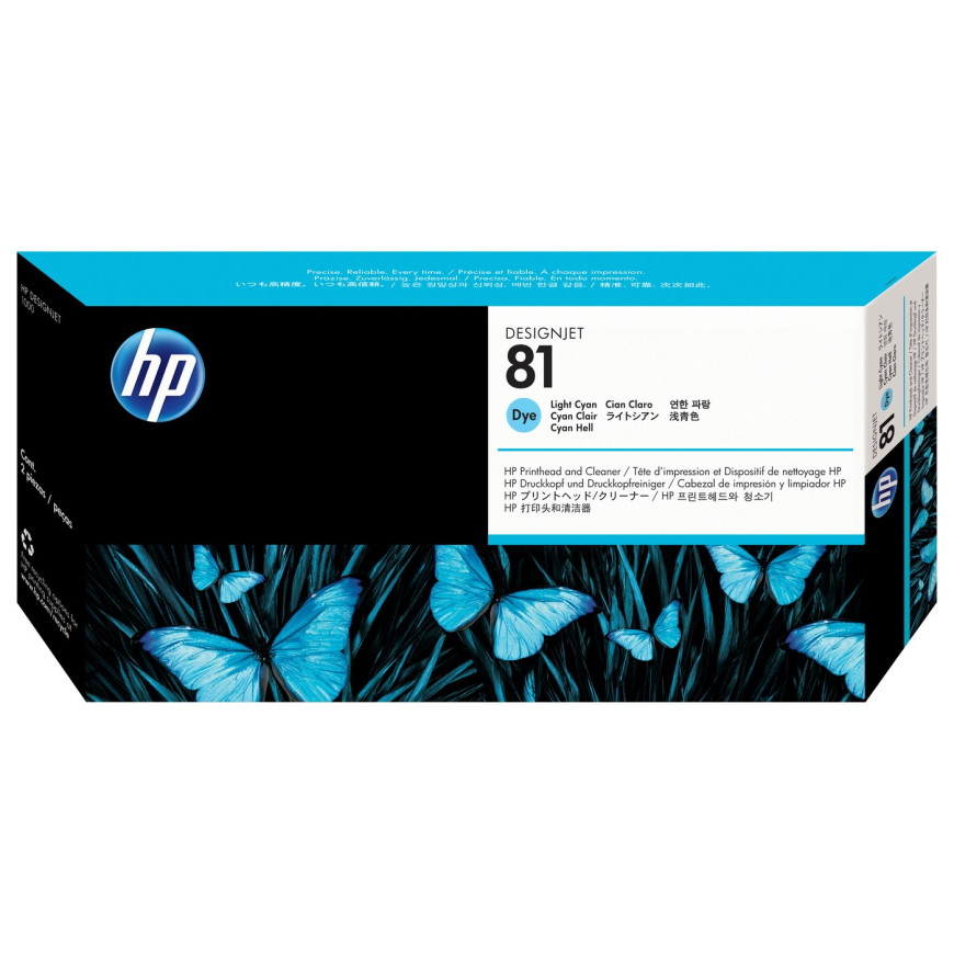 HP 81 Light Cyan DesignJet Dye Printhead and Printhead Cleaner (C4954A)