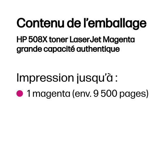 Toner HP 508X magenta (CF363X) - grande capacité HP LaserJet d'origine