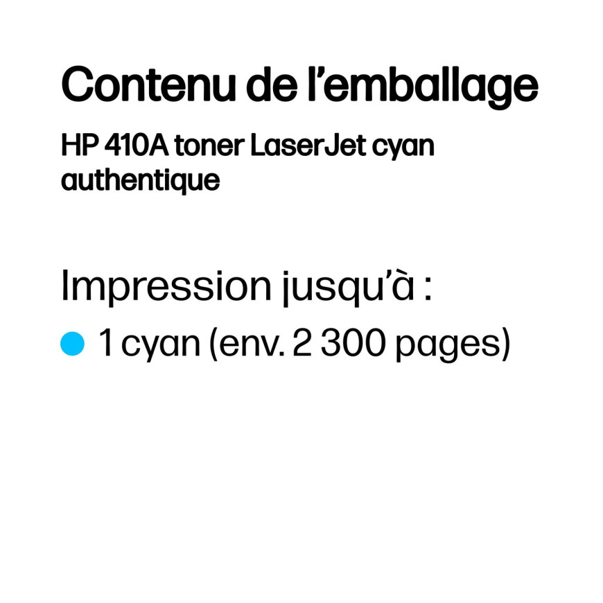 Toner HP 410A cyan (CF411A) - HP LaserJet d'origine