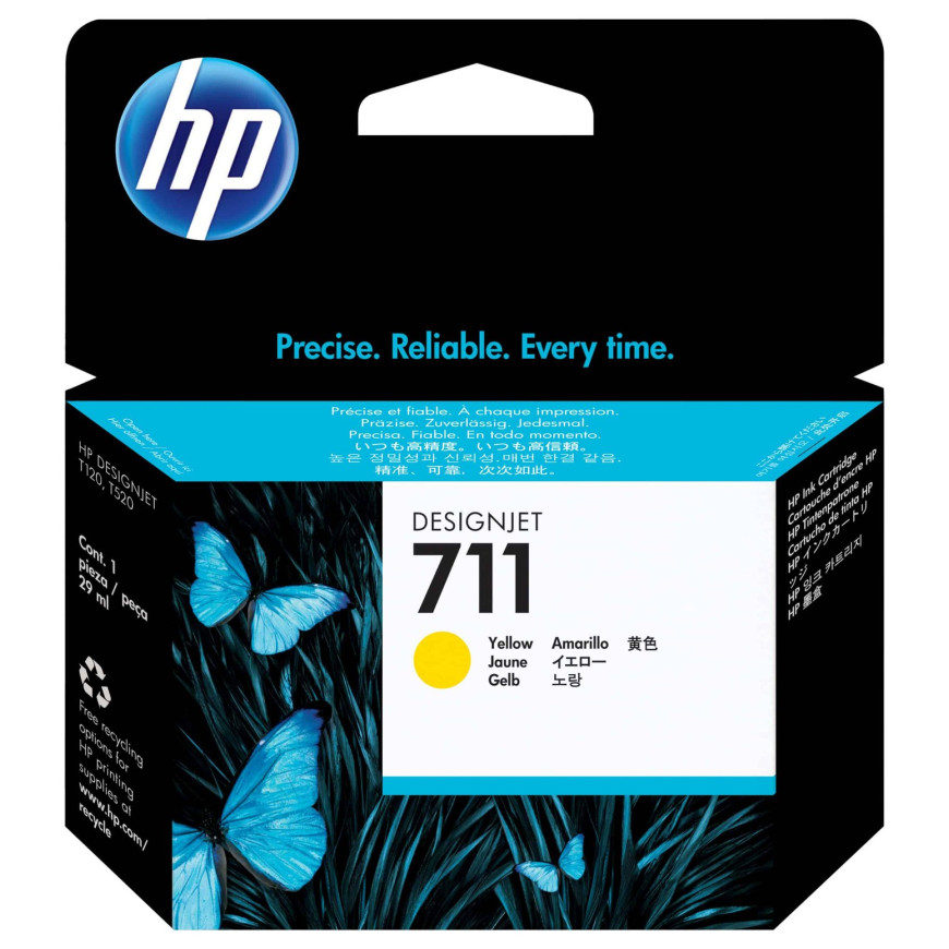 Cartouche d'encre HP 711 jaune - HP d'origine (CZ132A)