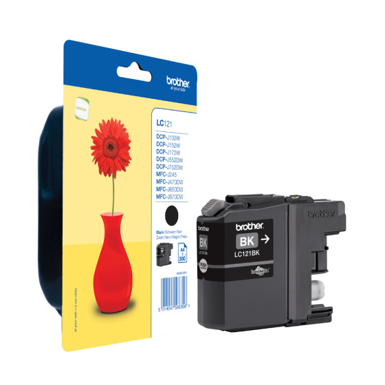 Cartouche d'encre Brother LC121BK Noir - Brother d'origine (LC121BK)