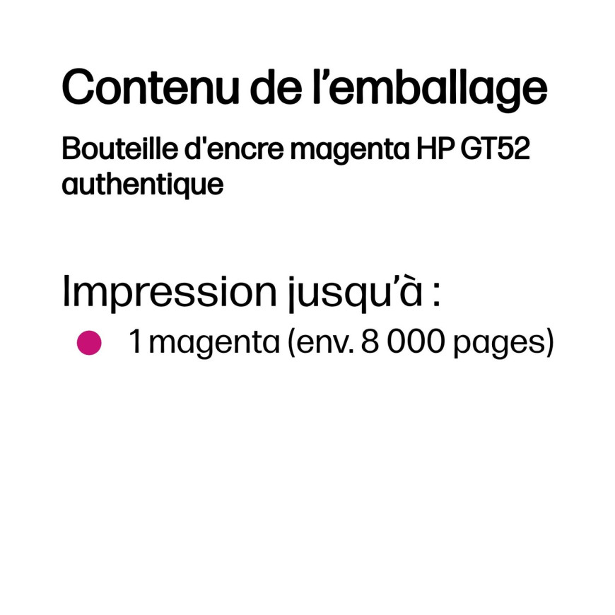 Bouteille d'encre HP GT52 magenta - HP d'origine