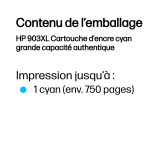 Cartouche d'encre HP 903XL cyan - grande capacité HP d'origine (T6M03AE)