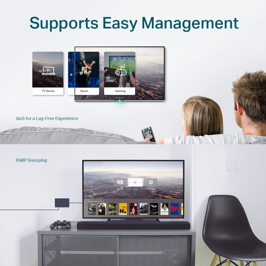 Switch Tp-link TL-SG105E Smart 5 Ports Tplink Gigabit (TL-SG105E)