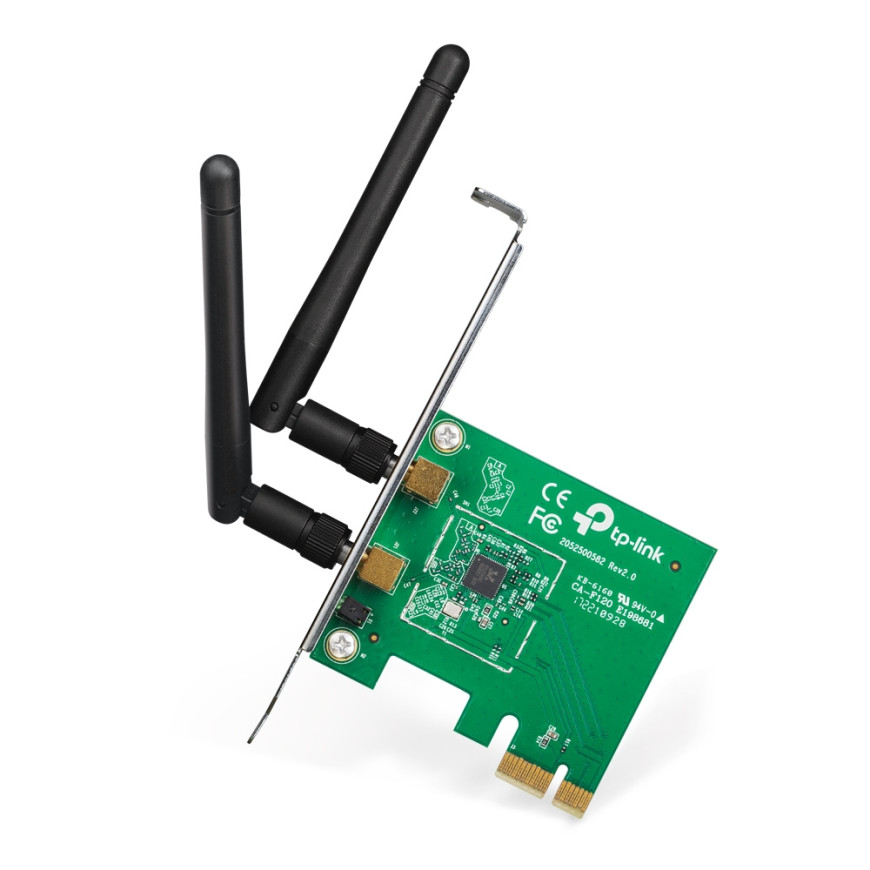 300Mbps Wireless N PCI Express Adapter, Qualcomm, 2.4GHz, 802.11b/g/n, 2 detachable antennas (TL-WN881ND)