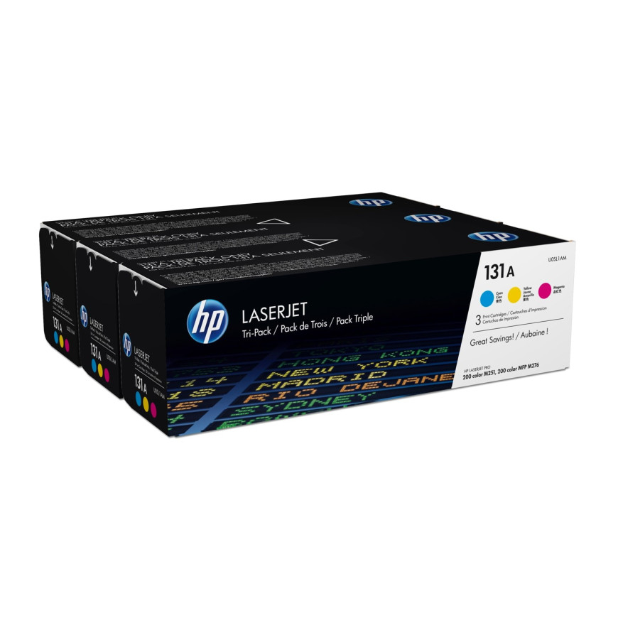 HP 131A cyan/magenta/jaune (U0SL1AM) - pack de 3 toners couleur HP LaserJet d'origine