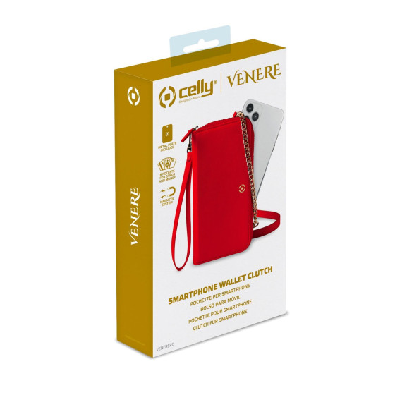 Etui Portefeuille Celly VENERE Etui Portefeuille Universel - Rouge (VENERERD)