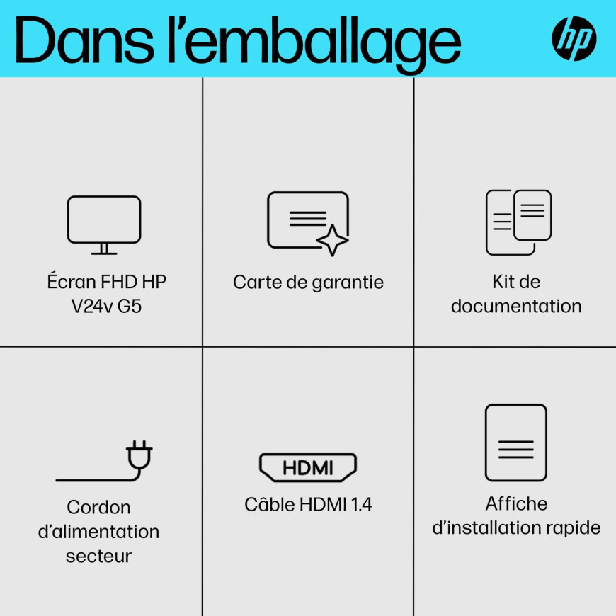 Écran 23,8" Full HD HP V24V G5 (65P62AS)