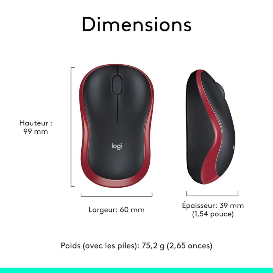 Souris Logitech Wireless mouse M185 R (910-002237)