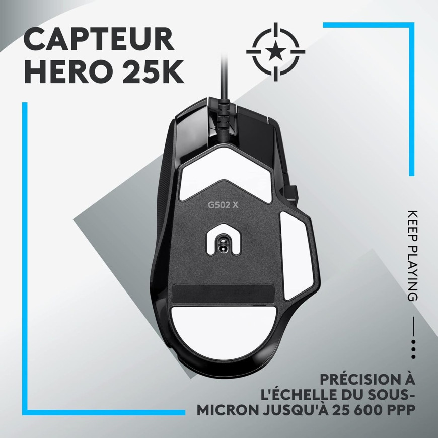 Souris gaming filaire Logitech G502 X (910-006139)