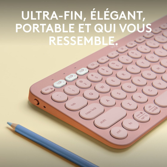 Logitech Pebble Keys 2 K380s Mini Clavier sans fil Bluetooth - Rose (920-011805)