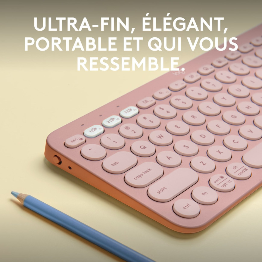 Logitech Pebble Keys 2 K380s Mini Clavier sans fil Bluetooth - Rose (920-011805)