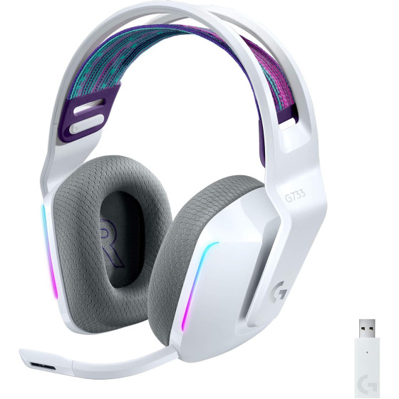 Casque Gaming sans Fil LOGITECH G733 LIGHTSPEED RGB Blanc (981-000883)