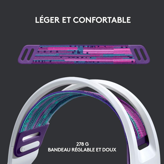 Casque Gaming sans Fil LOGITECH G733 LIGHTSPEED RGB Blanc (981-000883)