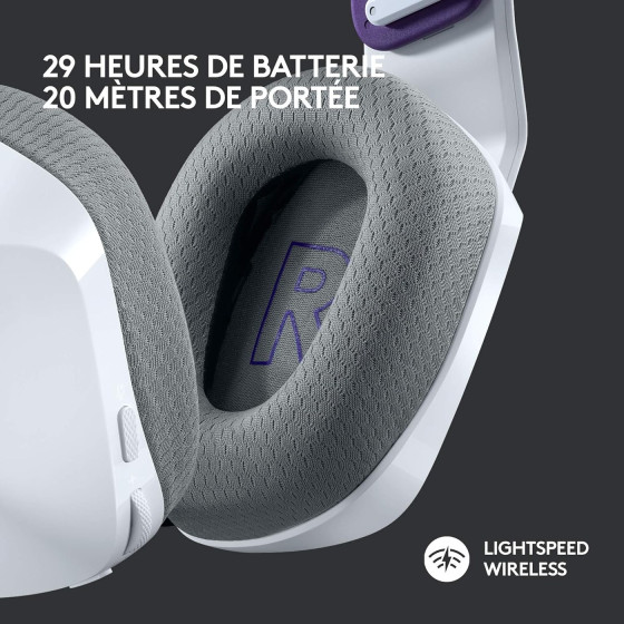 Casque Gaming sans Fil LOGITECH G733 LIGHTSPEED RGB Blanc (981-000883)
