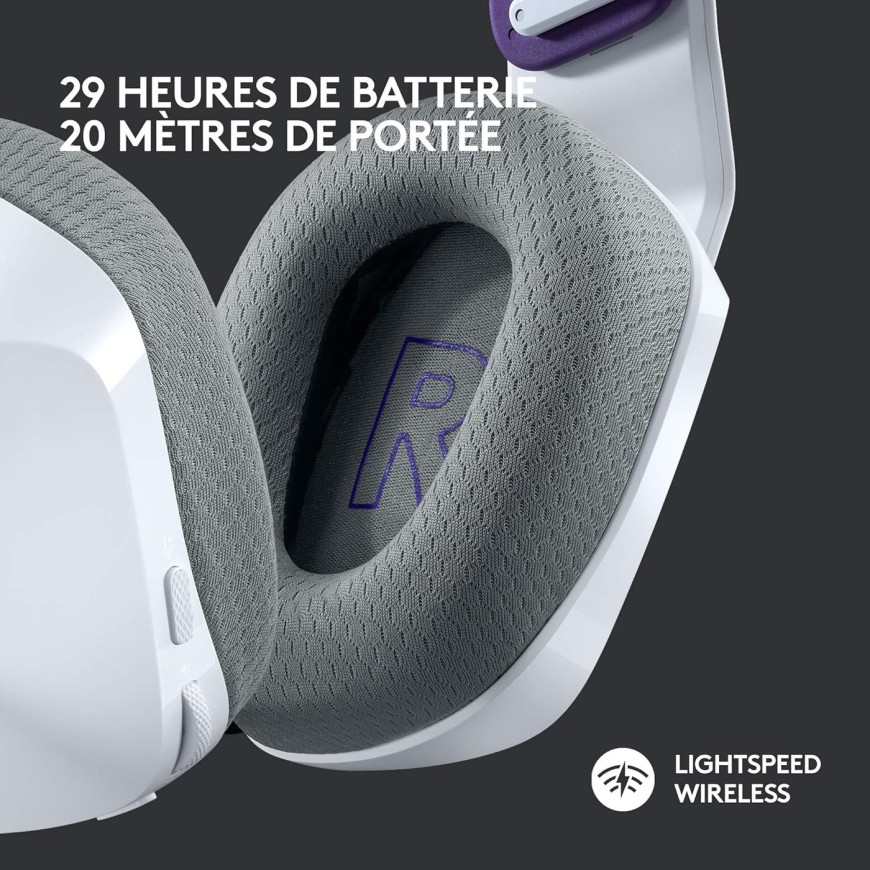 Casque Gaming sans Fil LOGITECH G733 LIGHTSPEED RGB Blanc (981-000883)