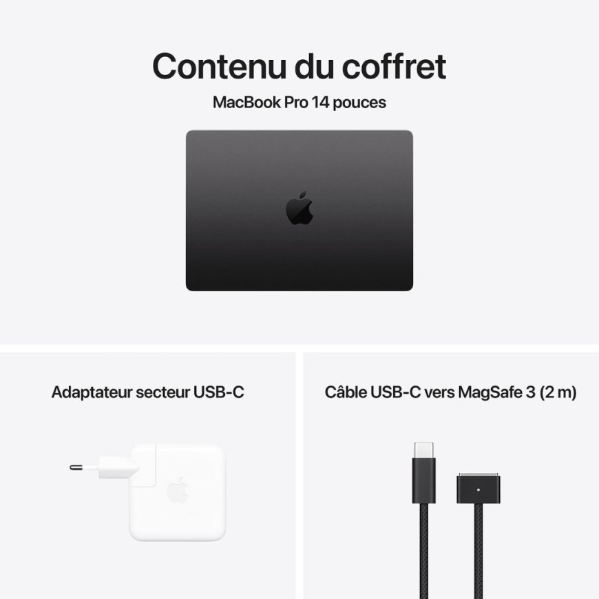 Apple MacBook Pro Air M4 14 pouces (2025) Black 16Go/512 Go (MW2U3)