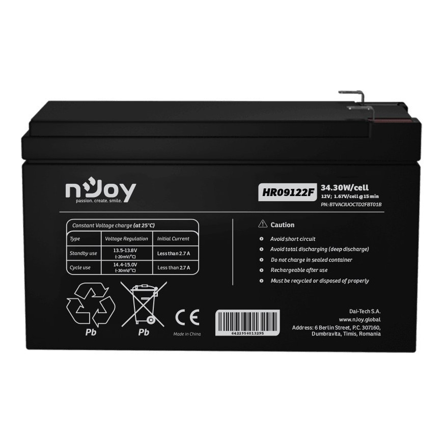 Batterie Onduleur nJoy HR09122F (BTVACIUOCTD2FBT)