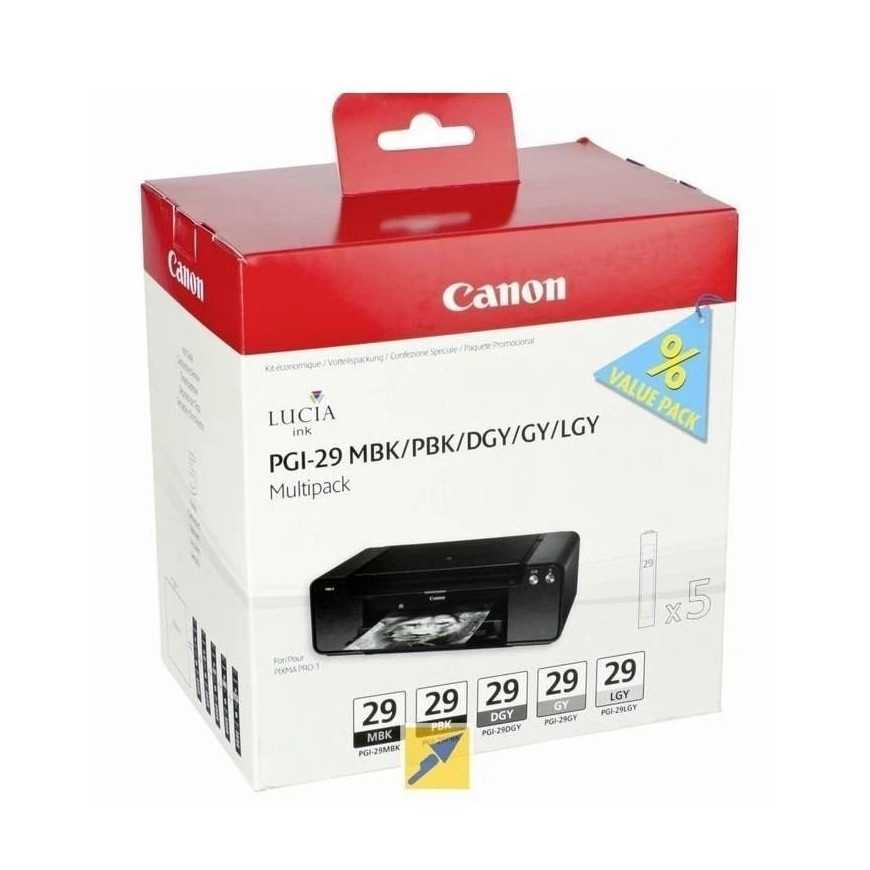 Cartouche Canon 4868B005AA Multi Pack PGI-29 Mbk/pbk/dgy/gy/lgy (4868B005AA)