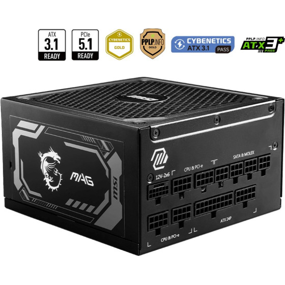 Bloc alimentation MSI MAG A1250GL PCIE5 1250W (306-7ZP9A11-CE0)